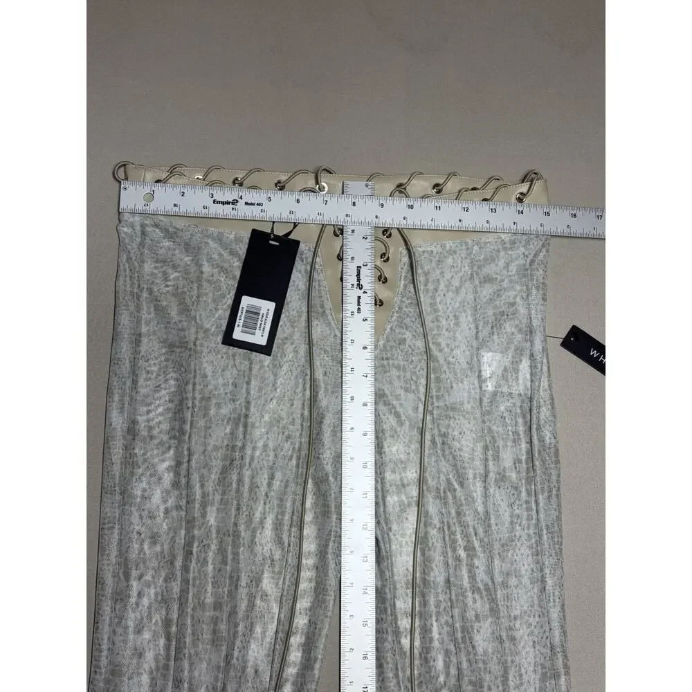 NWT White Fox In Your Glow Pants Halo Mist Size M Sheer Mesh Ruffle Lace Up Y2K
